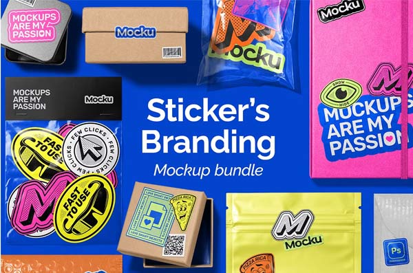 Sticker's Branding Mockup Bundle