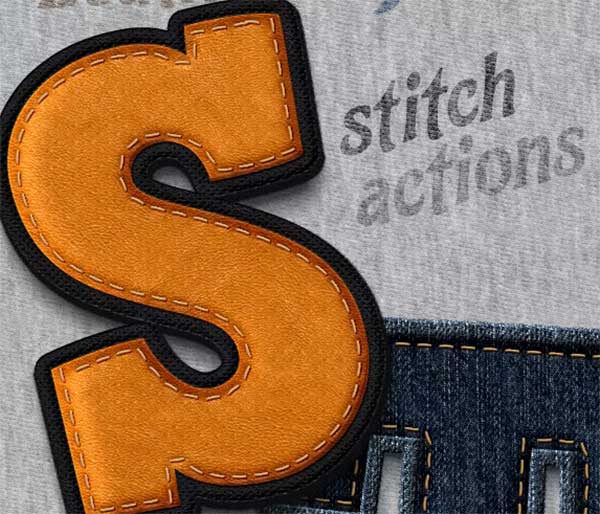 Stitched Leather And Jeans Photoshop Actions