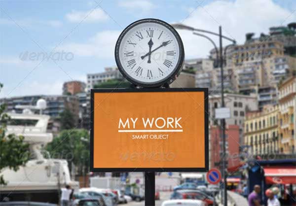 Street clock poster Mock-Up