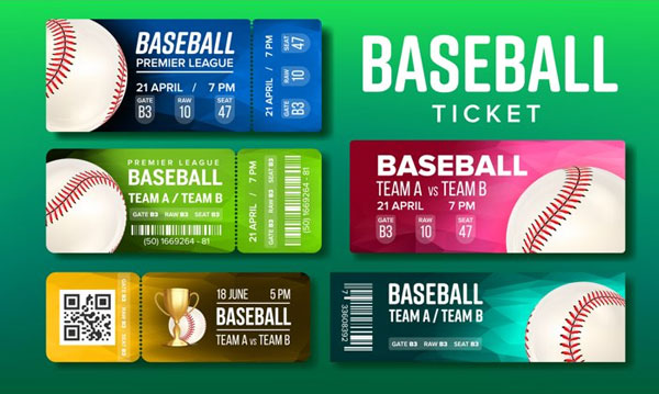 Stylish Design Baseball Game Tickets Set