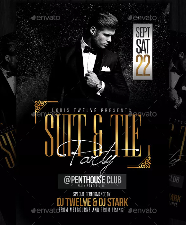 Suit and Tie Elegant Party Flyer Template