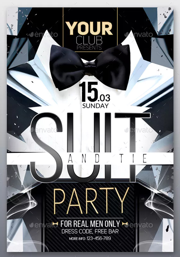 Suit and Tie Party Flyer Design Template