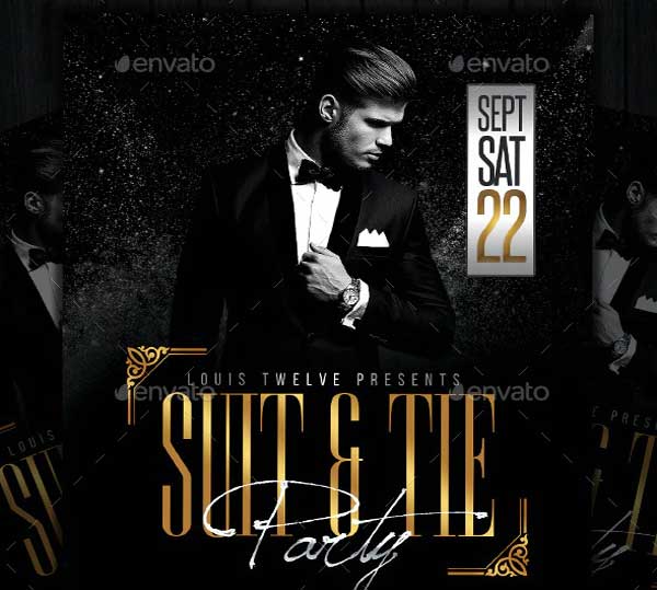 Suit and Tie Party Flyer Template