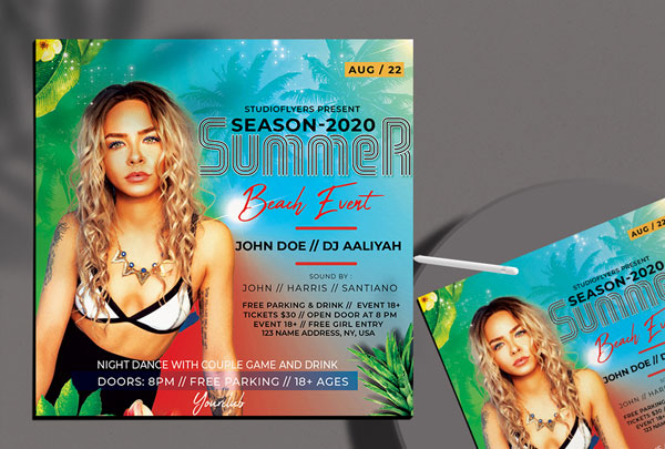 Summer Beach Event Free Flyer PSD Template
