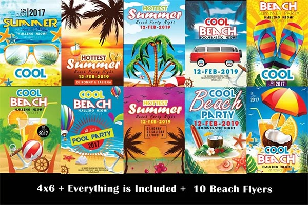 Summer Beach Party Flyers PSD Bundle