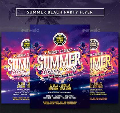 Summer Beach Party Night Flyer Template