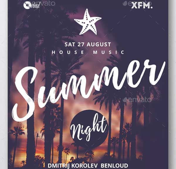 Summer Night Beach Party Flyer Templates