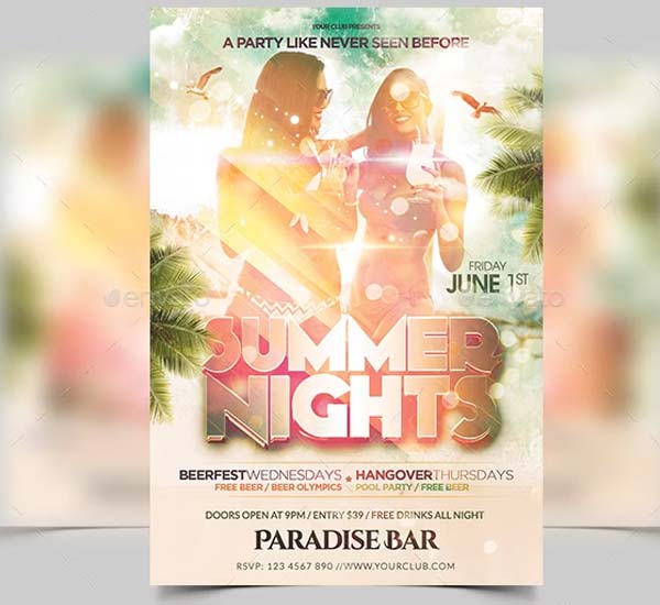 Summer Night Beach Party Flyer