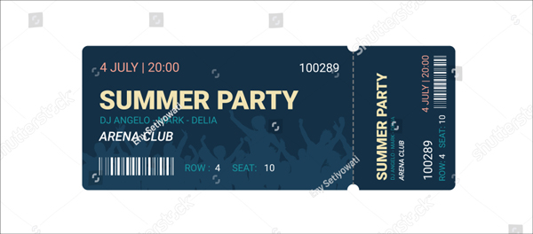 Summer Party Concert Ticket Design