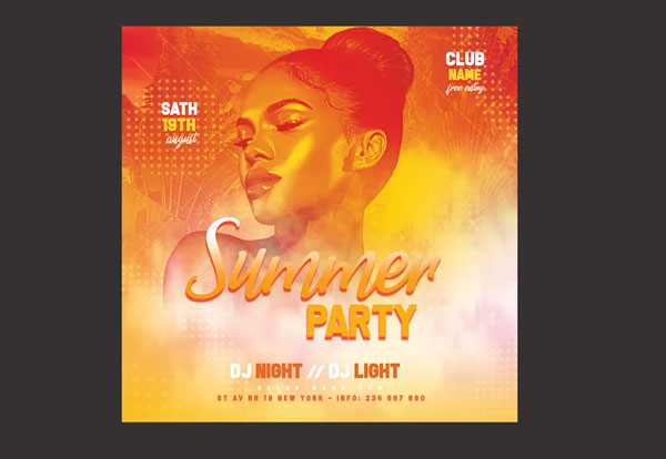 Summer Party Flyer For Photoshop Template