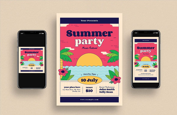 Summer Party Flyer and Social Media Pack