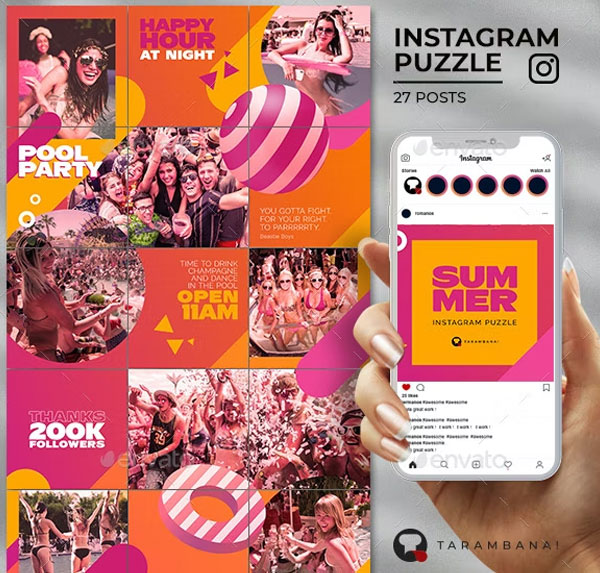 Summer Pool Party Instagram Templates