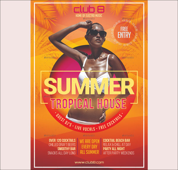 Summer Tropical House Flyer Template