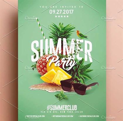 Summer Party Psd Flyer Template 