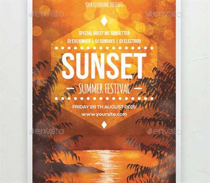 Summer Sunset Flyer Poster Template
