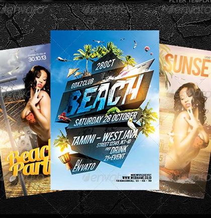 Summer Sunset Party Flyer Templates