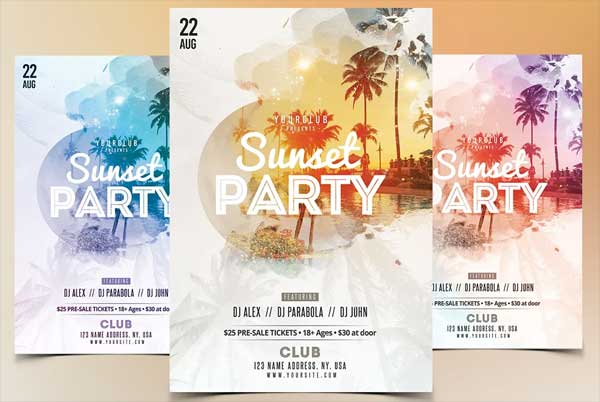 Sunset Party PSD Flyer Template