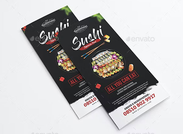 Sushi Restaurant Trifold Menu Brochure