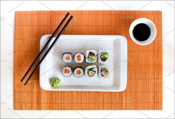 Sushi Rolls With Chopsticks Mockup