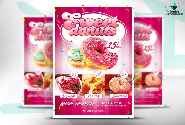 Sweet Donuts Flyer PSD Template