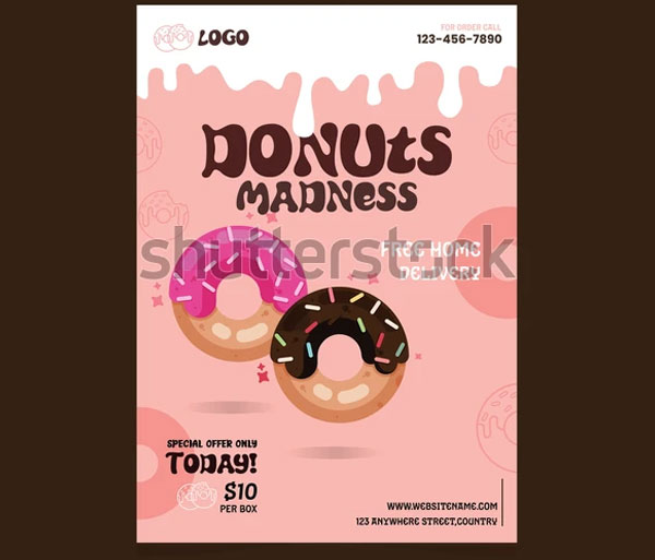 Sweet Donuts Flyer Vector Template