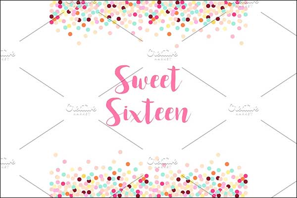Sweet Sixteen Cute Confetti Frame Template