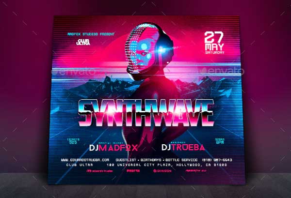 Synthwave Retro Party Flyer