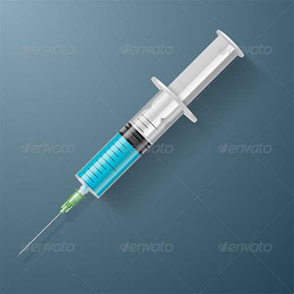 Syringe with Blue Liquid Mockup