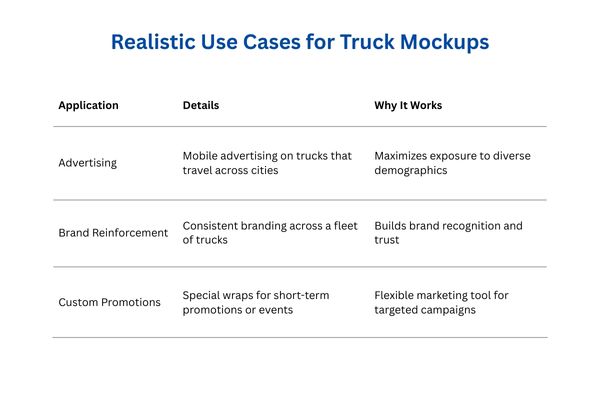 Table Design Realistic Use Cases for Best Truck Mockups
