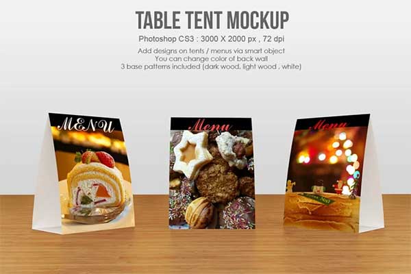 Table Tent Menu Mockup
