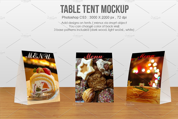 Table Tent Menu Mockup