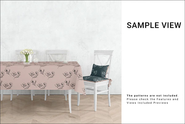 Tablecloth and Chair Cushions Mockup Set