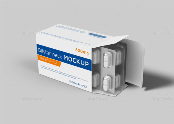 Tablets Capsule Blister Pack Box Mockup