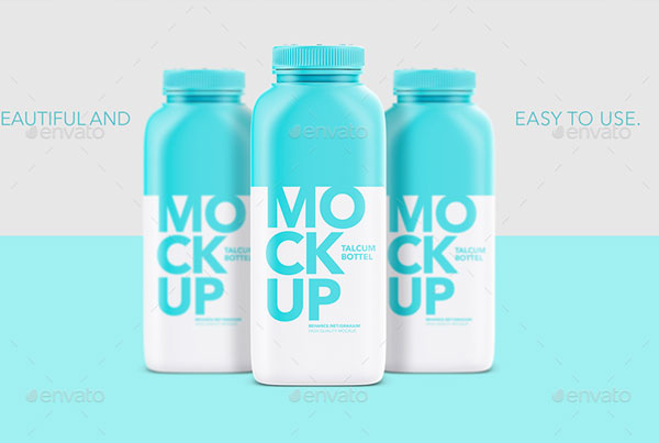 Talcum Square Plastic Bottle Matte Mockup