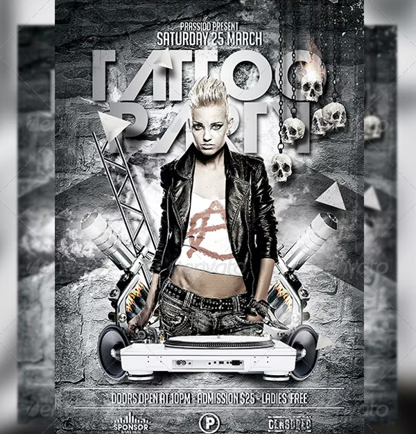 Tattoo Party Flyer Template