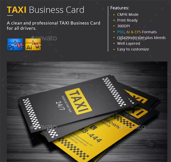 Taxi Business Card PSD Template