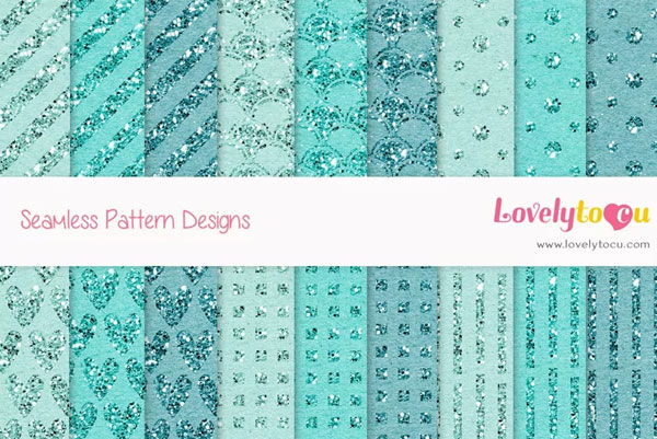 Teal Glitter Paper Texture Seamless Patterns