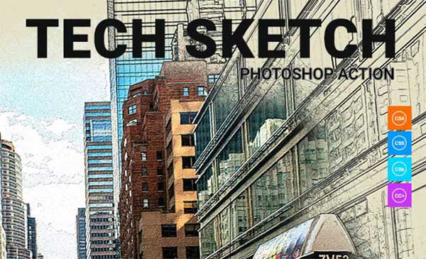Tech Sketch Effect Photoshop Actions