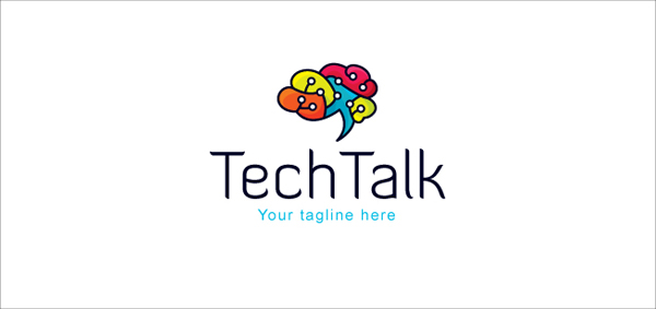 Tech Talk Technical Brain Logo Design Template