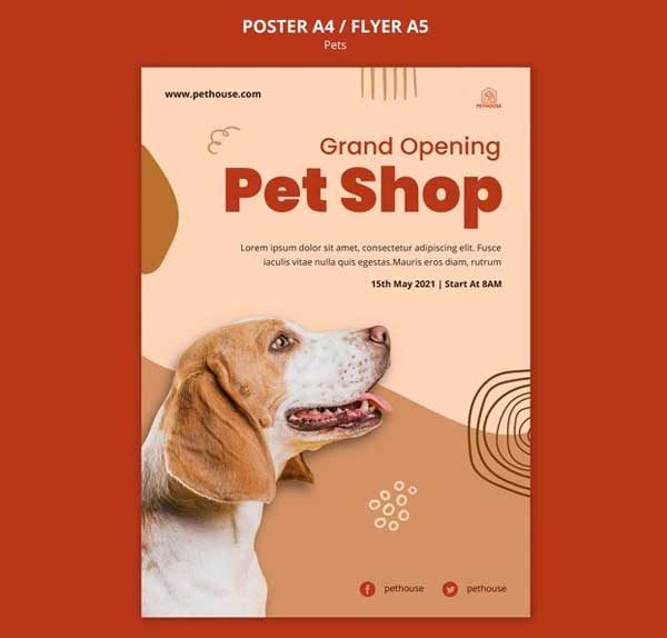 Template for Pets with Cute Dog Free Psd