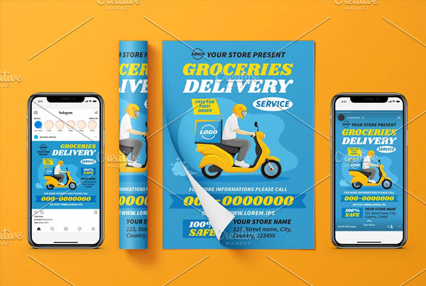 Templates Set For Delivery Service Flyer