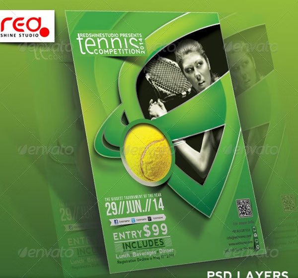 Tennis Competition Flyer Poster Magazine Template