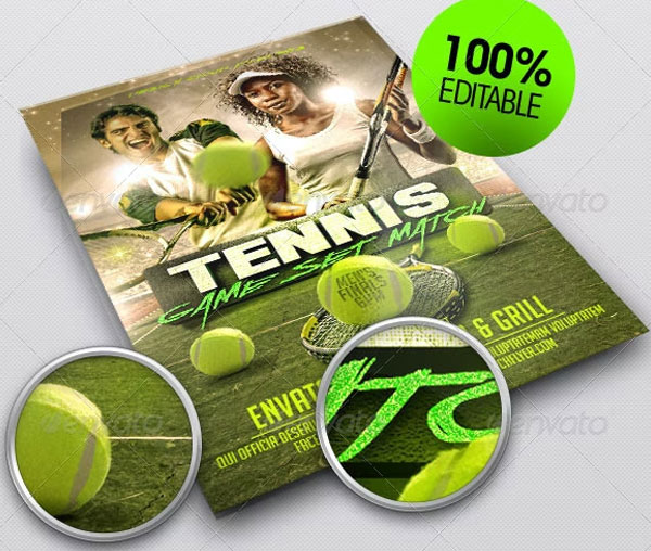 Tennis Game Match Flyer Template