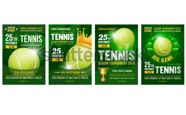 Tennis Tournament Advertising Flyer Set