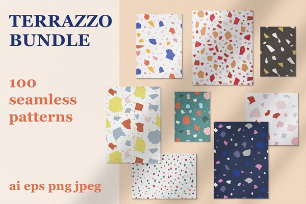 Terrazzo Seamless Paper Texture Pattern Bundle