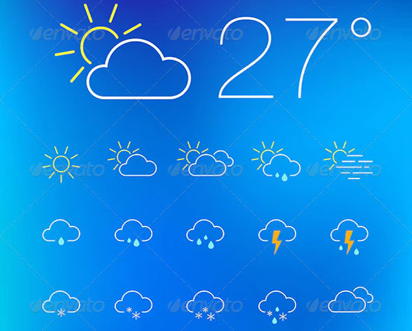 Thin Weather Icon Set