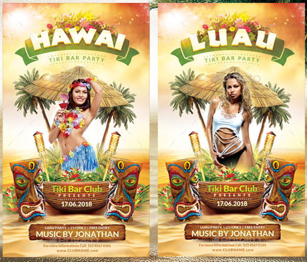 Tiki Bar Club Luau Party Flyer Template