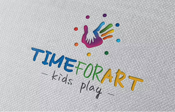 Time For Art  Kids Care Play Logo Template