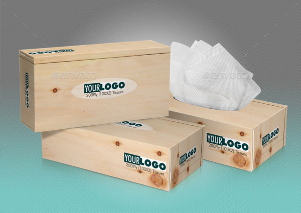 Tissue Box 3D Perspective Mockups PSD