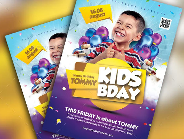 Tommy Kids Birthday Party Flyer Template